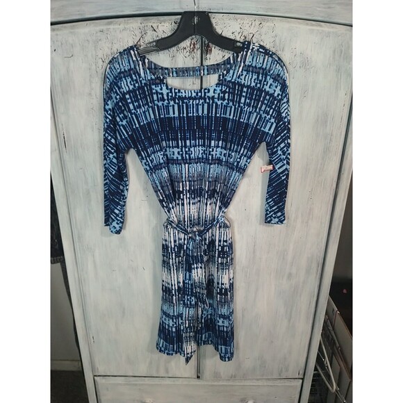 Guess Vneck Open Back Dress Size 0 Blue Classy Boho Beachy Feminine - Picture 2 of 8